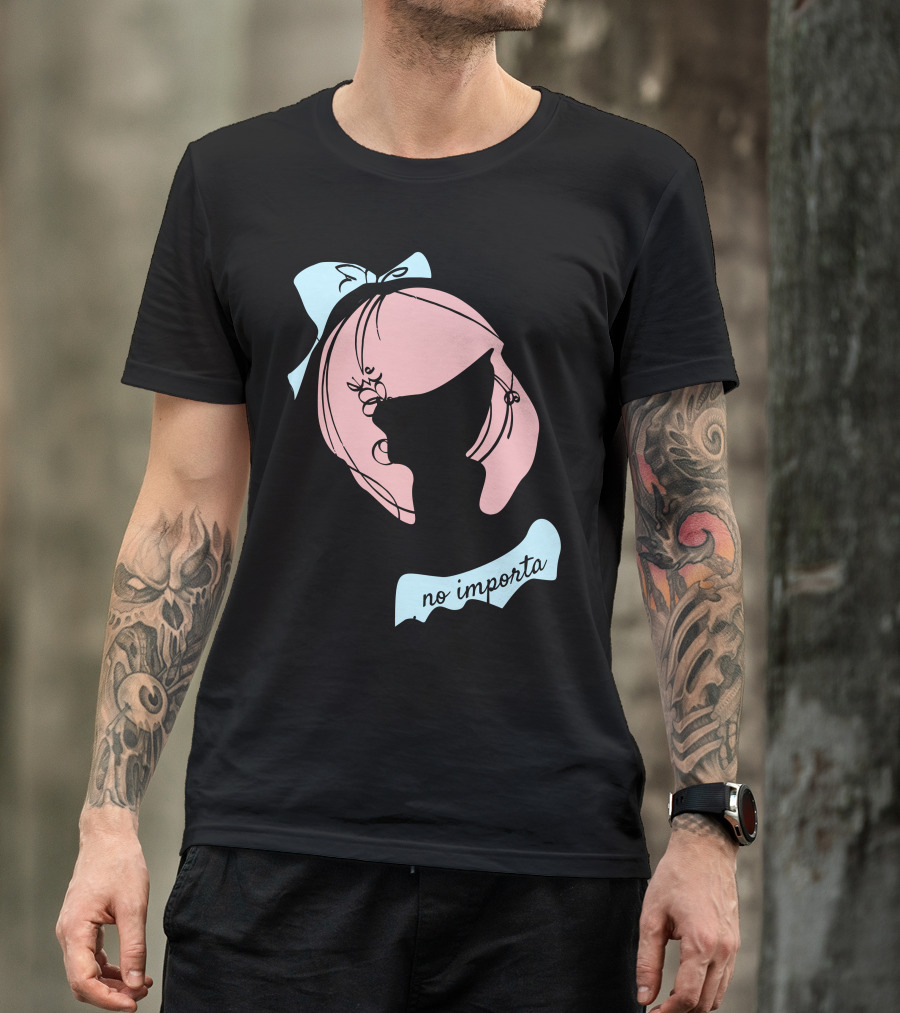 No Importa Que Piense La Gente Pink Hair Blue Bow Feminine T-Shirt
