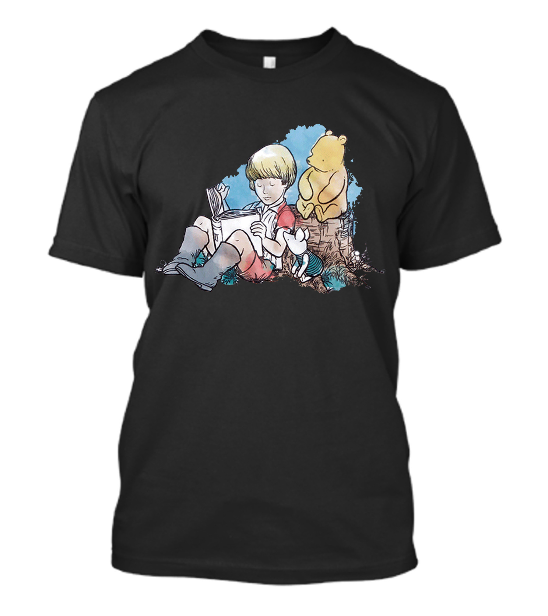 Pooh And Friends Watercolor Reading Moment T-Shirt