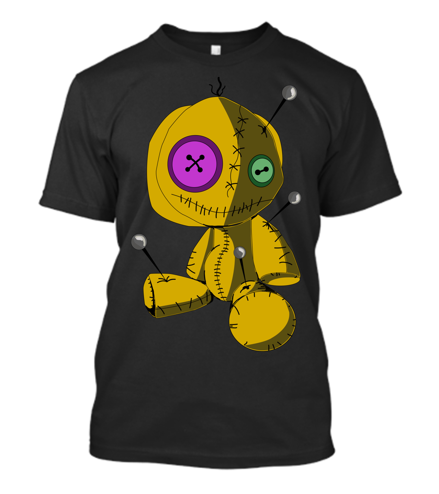 Puppet Voodoo Doll With Button Eyes And Pins T-Shirt