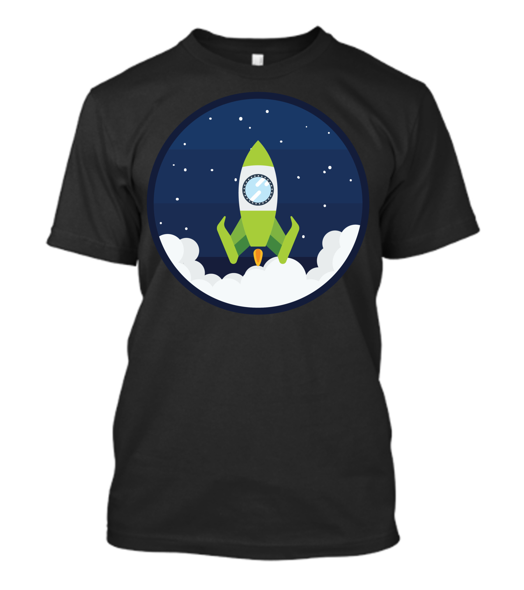 Space Rocket Center Spacecraft In Starry Night Sky T-Shirt