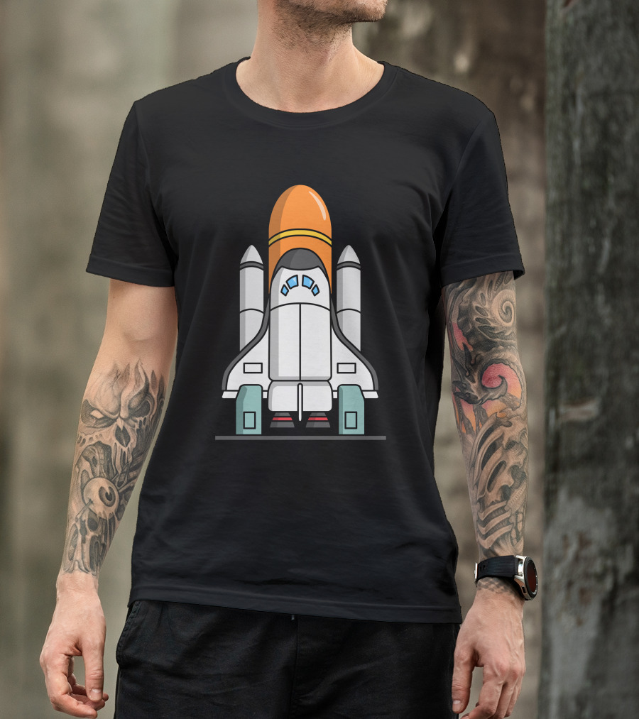 Spacecraft Rocket Cartoon Clip Art Spaceship Shuttle Launch T-Shirt