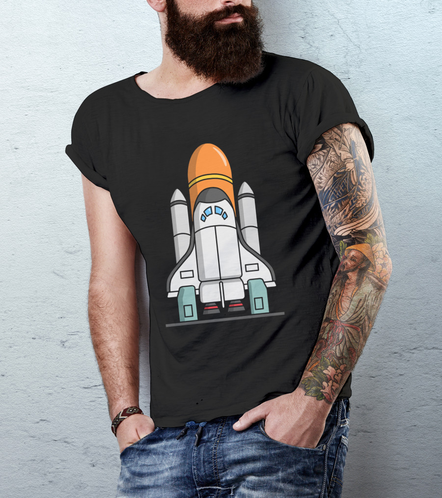 Spacecraft Rocket Cartoon Clip Art Spaceship Shuttle Launch T-Shirt