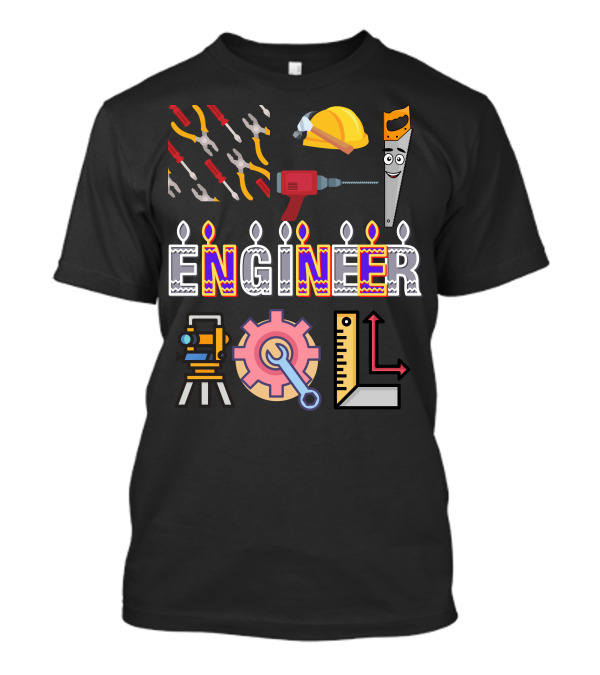 ENGINEER Tools Hard Hat Drill Saw Gear Ruler T-Shirt