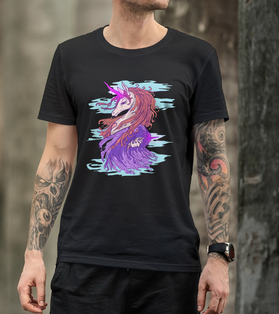 Unicorn Friendship Mystical Companionship With Flowing Hair And Harmony T-Shirt