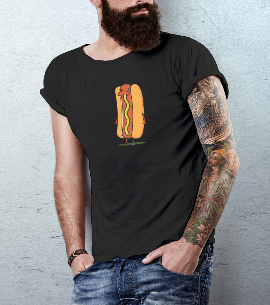 Warm Hot Dog Character T-Shirt