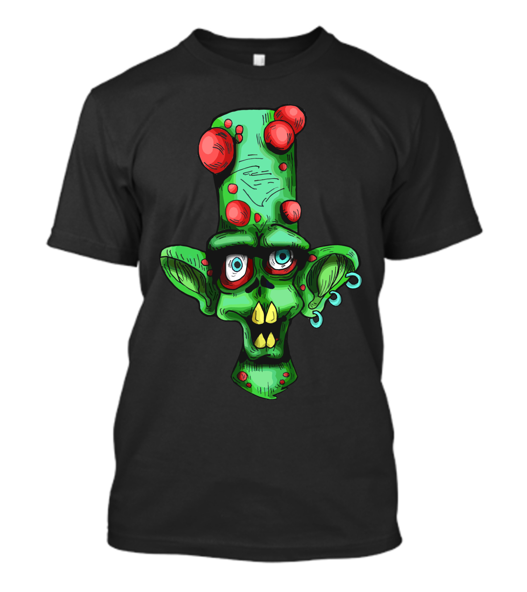 Zombiex Three Alien Zombie Head With Green Skin And Red Blobs T-Shirt