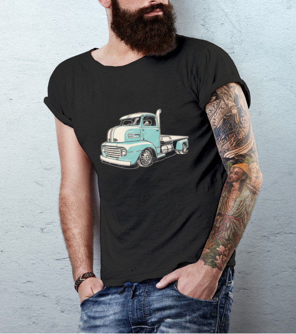1948 F6 COE Truck Vintage Aqua And Cream Retro Classic Vehicle T-Shirt