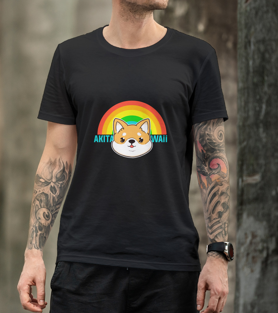 Akitawaii Cute Dog With Rainbow T-Shirt