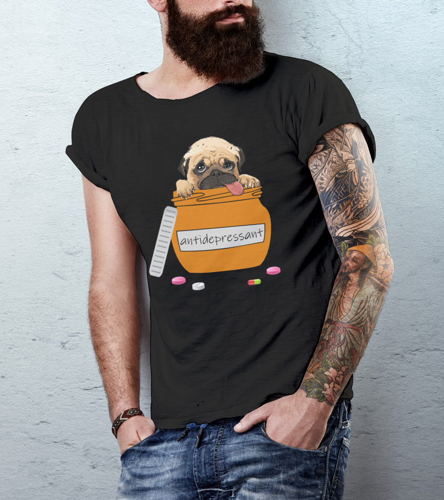 Antidepressant Pug In Prescription Pill Bottle T-Shirt
