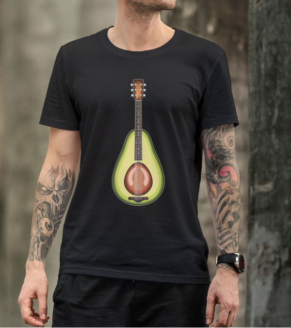 Avocado Shaped Acoustic Guitar Fusion T-Shirt