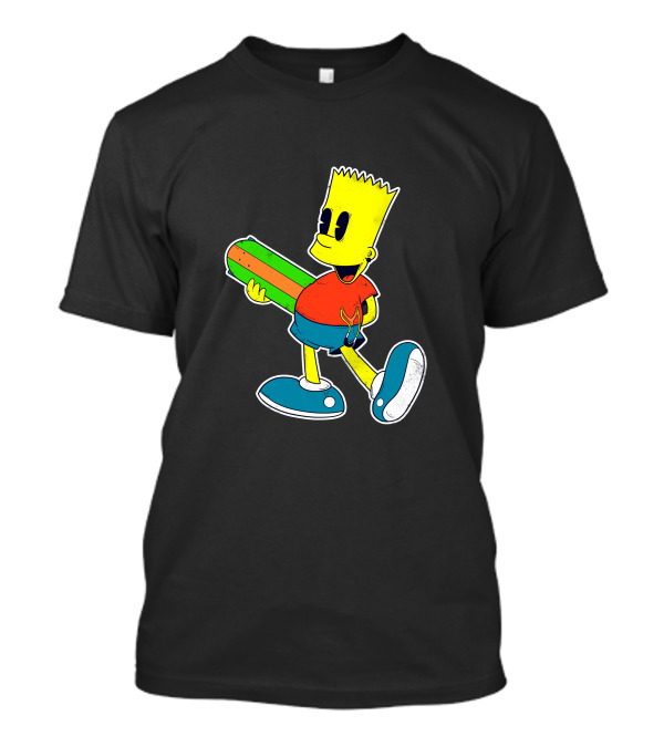 Bart Pop Cartoon Mashup Walking With Candy Popsicle T-Shirt