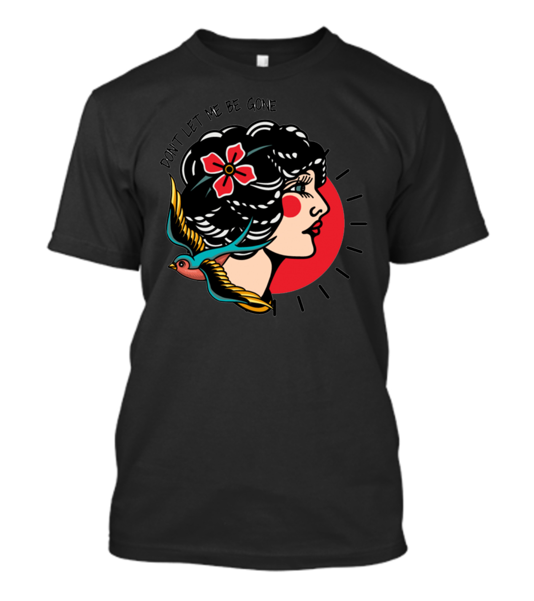 Don't Let Me Be Gone Retro Lady With Bird And Flower T-Shirt