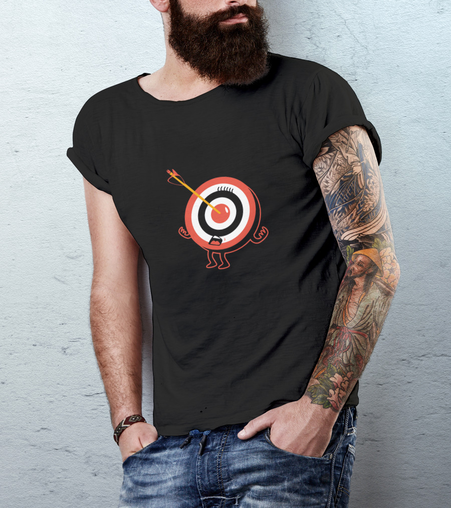 Bullseye Target Character With Arrow Stuck In The Center T-Shirt