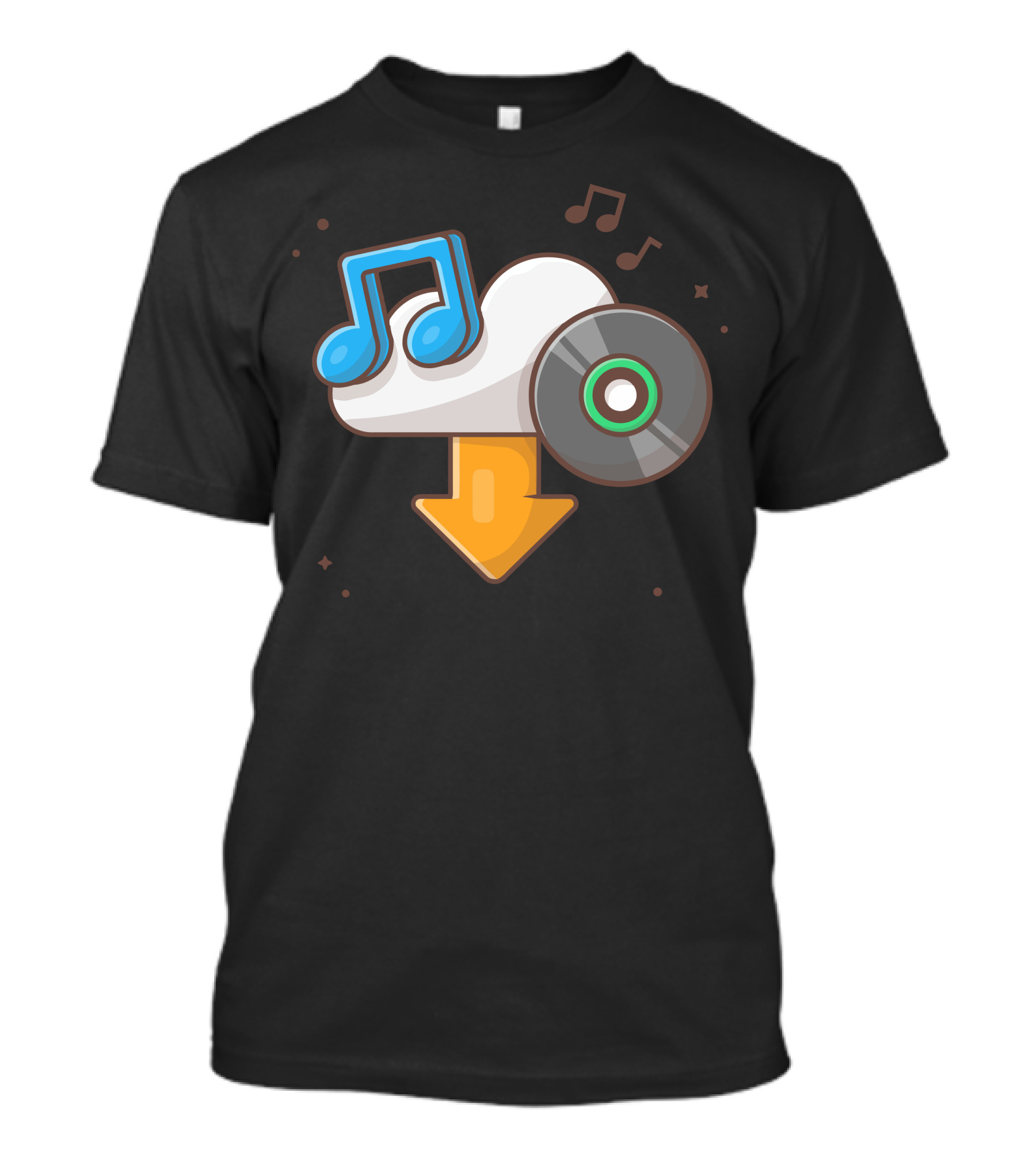 Cloud Download Vinyl Music Notes And Arrow T-Shirt