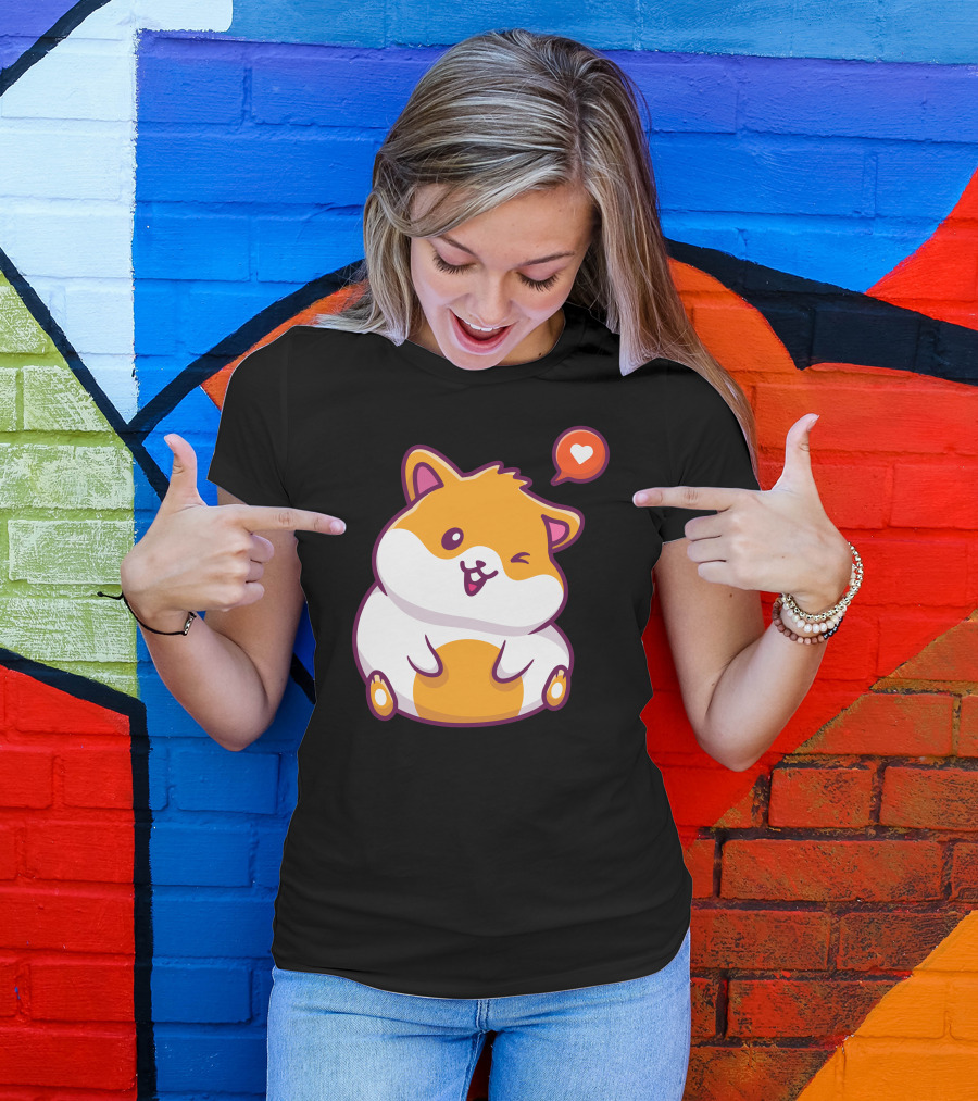 Cute Hamster Sitting With Heart Bubble T-Shirt