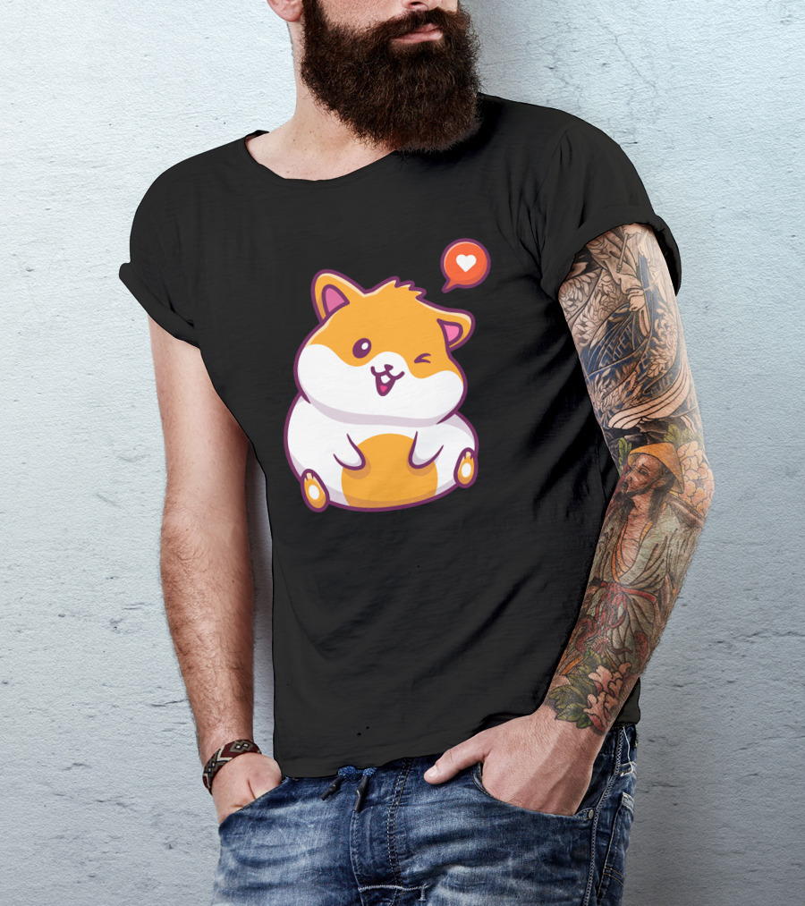 Cute Hamster Sitting With Heart Bubble T-Shirt