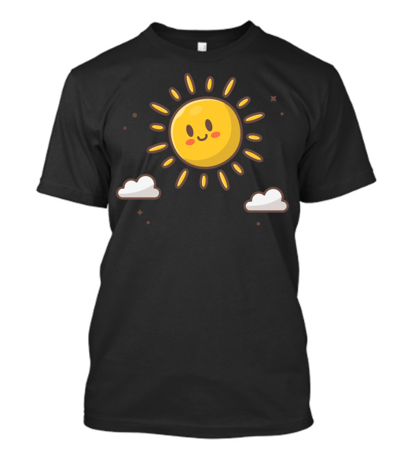 Playful Smiling Sun With Cheerful Clouds T-Shirt