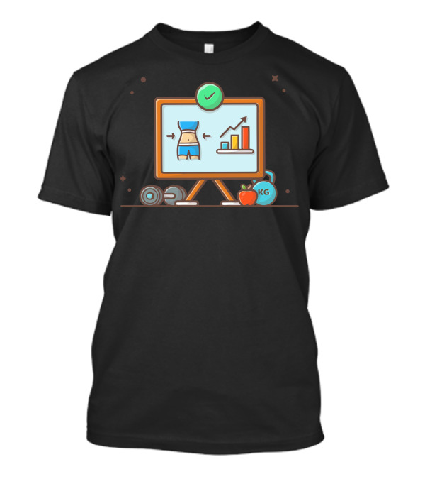 Diagram Of Diet Success Progress With Weights Apple And Chart T-Shirt