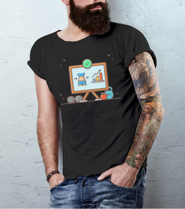 Diagram Of Diet Success Progress With Weights Apple And Chart T-Shirt