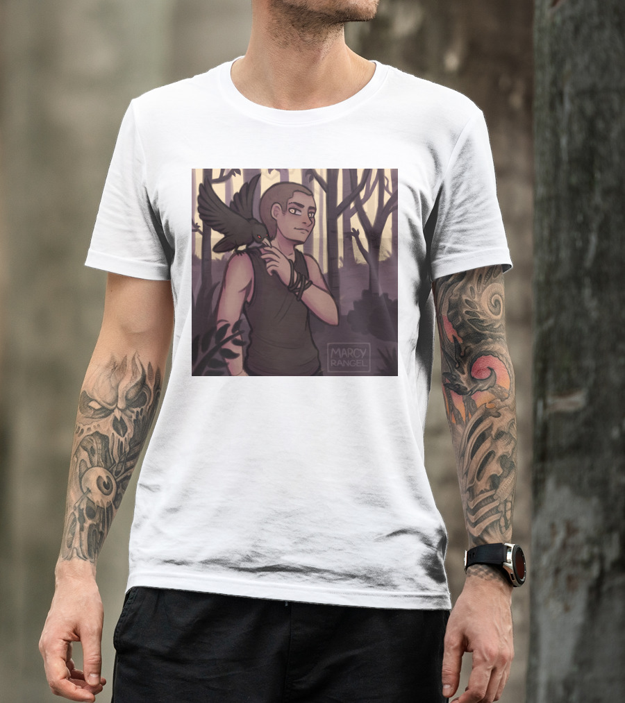 Dreamer Boy Forest Scene Marcy Rangel Art With Raven T-Shirt
