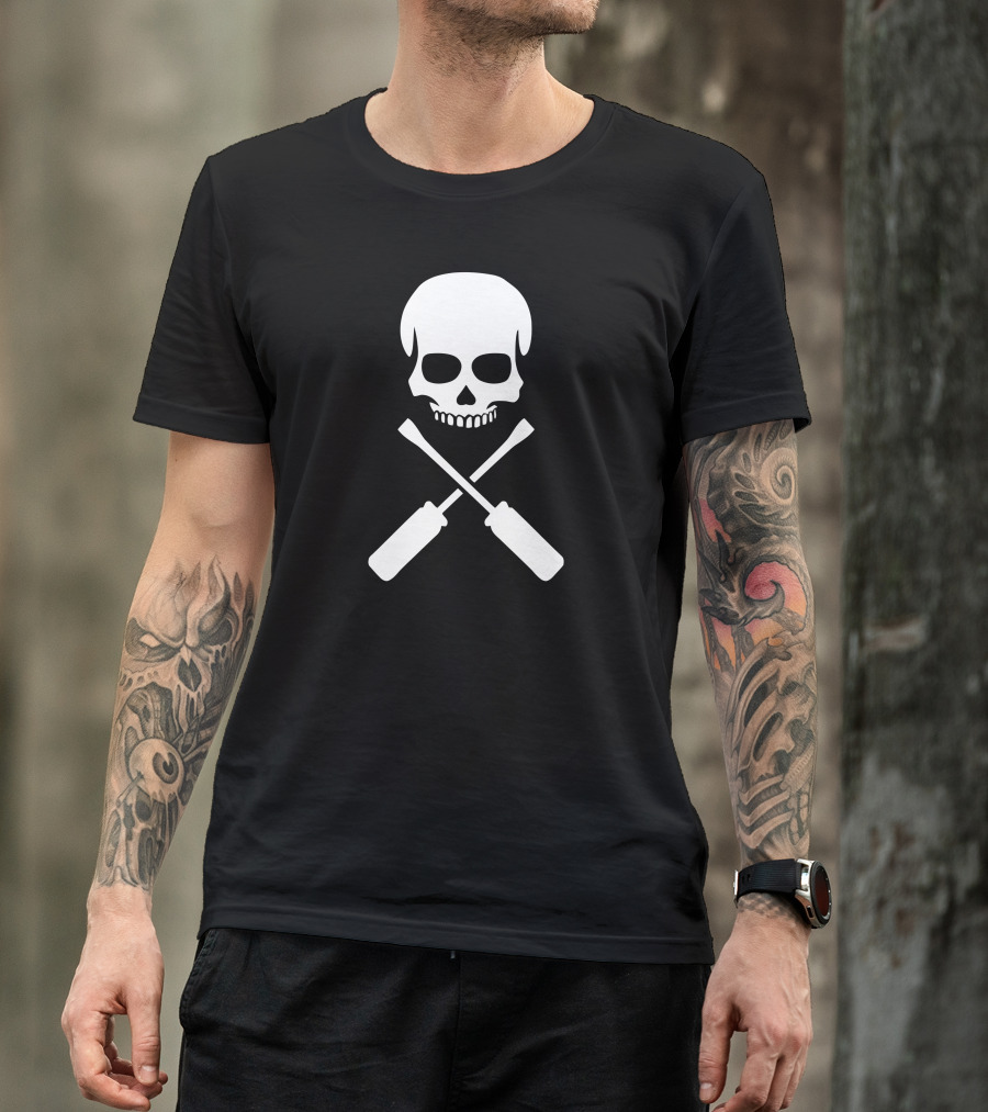 Electrician Skull Crossed Screwdrivers T-Shirt