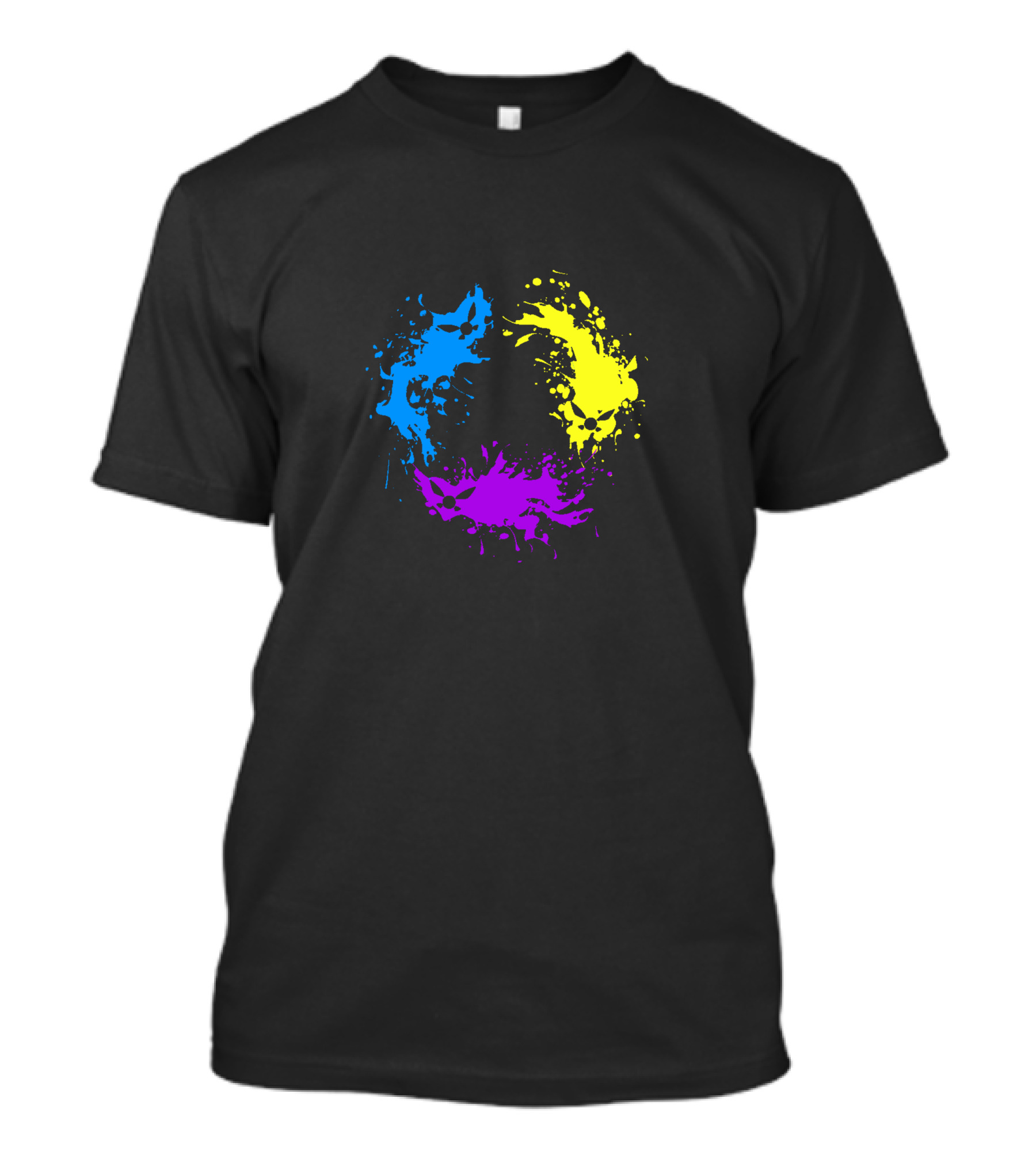 Fairy Companions Colorful Splatter Creatures In Blue Yellow And Purple T-Shirt