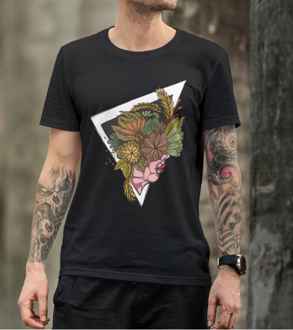 Flower Girls Bouquet In Geometric Frame T-Shirt