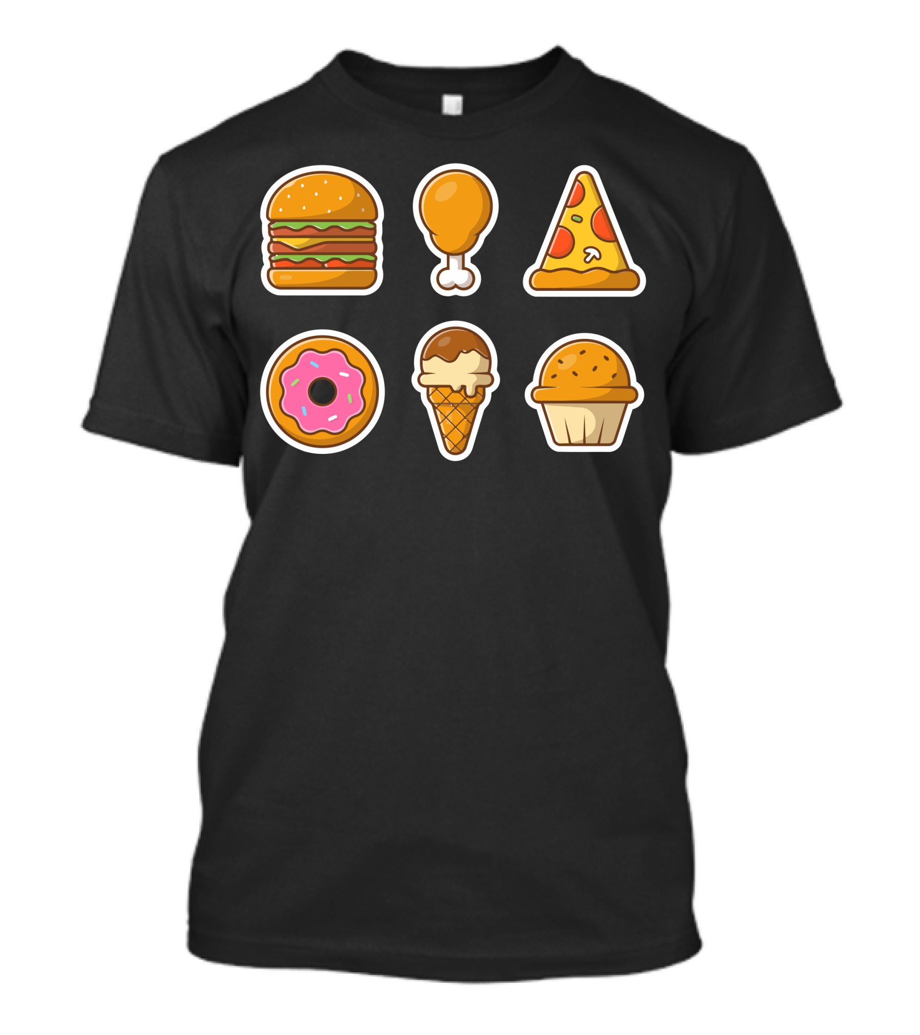 Burger Drumstick Pizza Donut Ice Cream Cupcake Vector Stickers T-Shirt