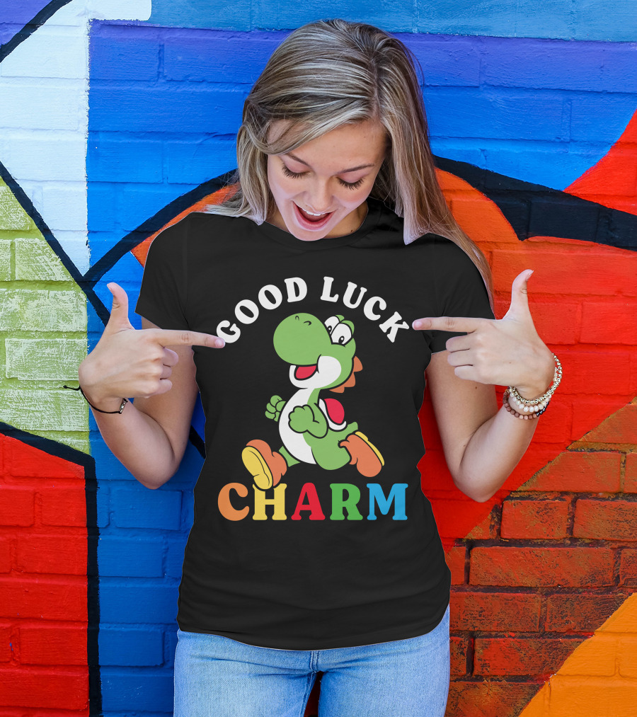 Good Luck Charm Yoshi Nintendo Character Colorful T-Shirt