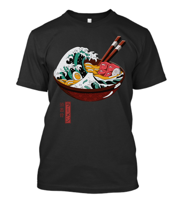 Great Ramen Wave Bowl Ukiyo-e Style Kanagawa Japan Aesthetic T-Shirt
