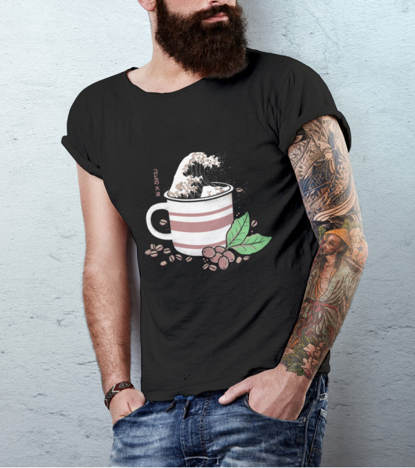 Great Wave Coffee Kanagawa Style Cup Beans T-Shirt