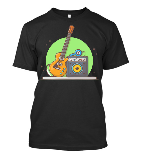 Guitar Electric With Sound Audio Speaker And Headphone Amplifier Music T-Shirt