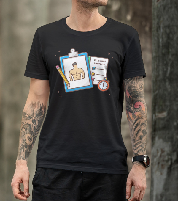 Workout Exercise Muscle Building Timer Fitness Planner T-Shirt