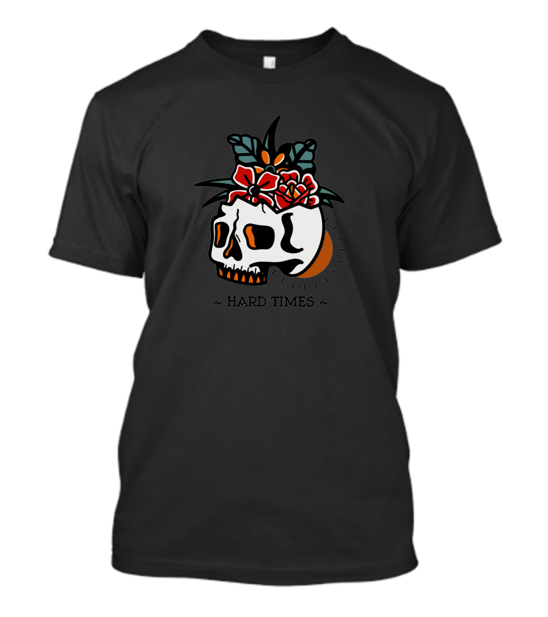 Hard Times Skull With Floral T-Shirt