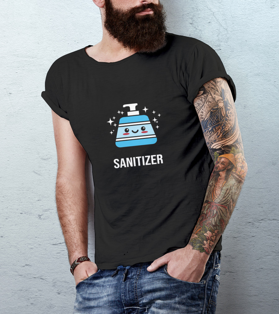 Hold On To Your Sanitizer Cute Smiling Bottle With Sparkles T-Shirt