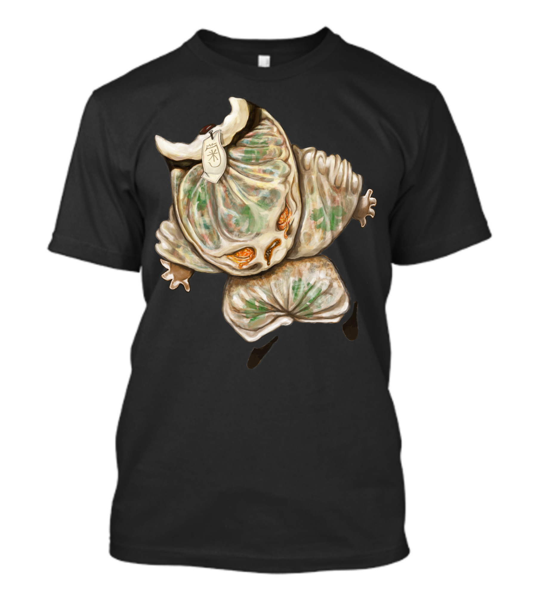Jiangshi Jiaozi The Haunted Dumpling Pot Jiangshi Dumpling With Glowing Eyes And Paper Talisman T-Shirt