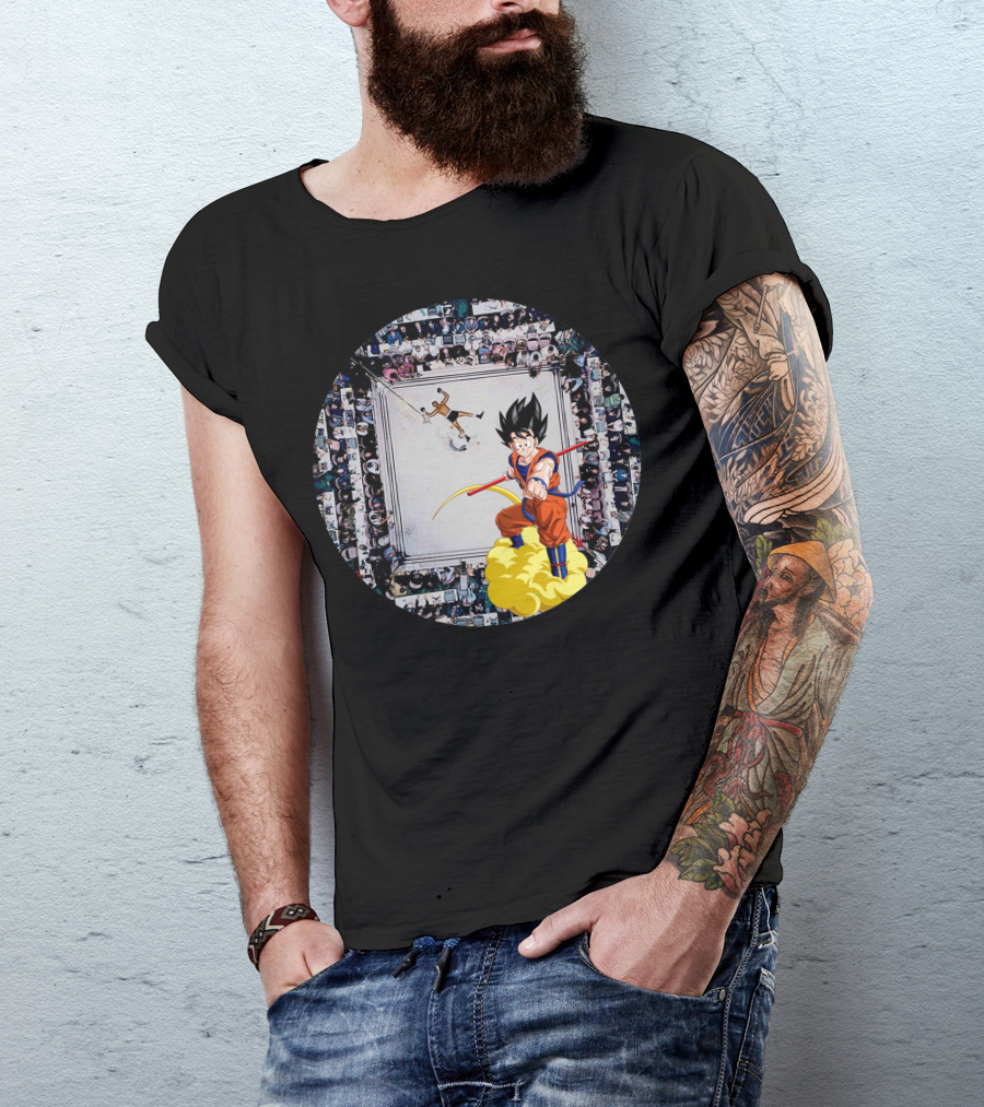 Goku On Flying Nimbus Over Boxing Ring Ali Knockout Moment T-Shirt