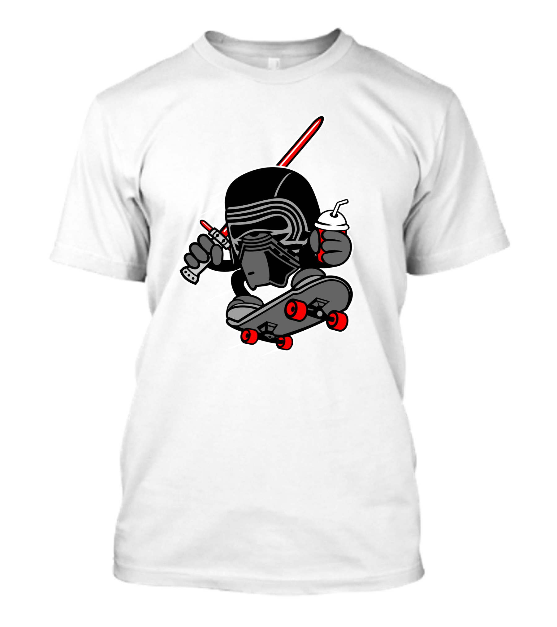 Kylo Ren Skateboarding With Lightsaber And Drink T-Shirt