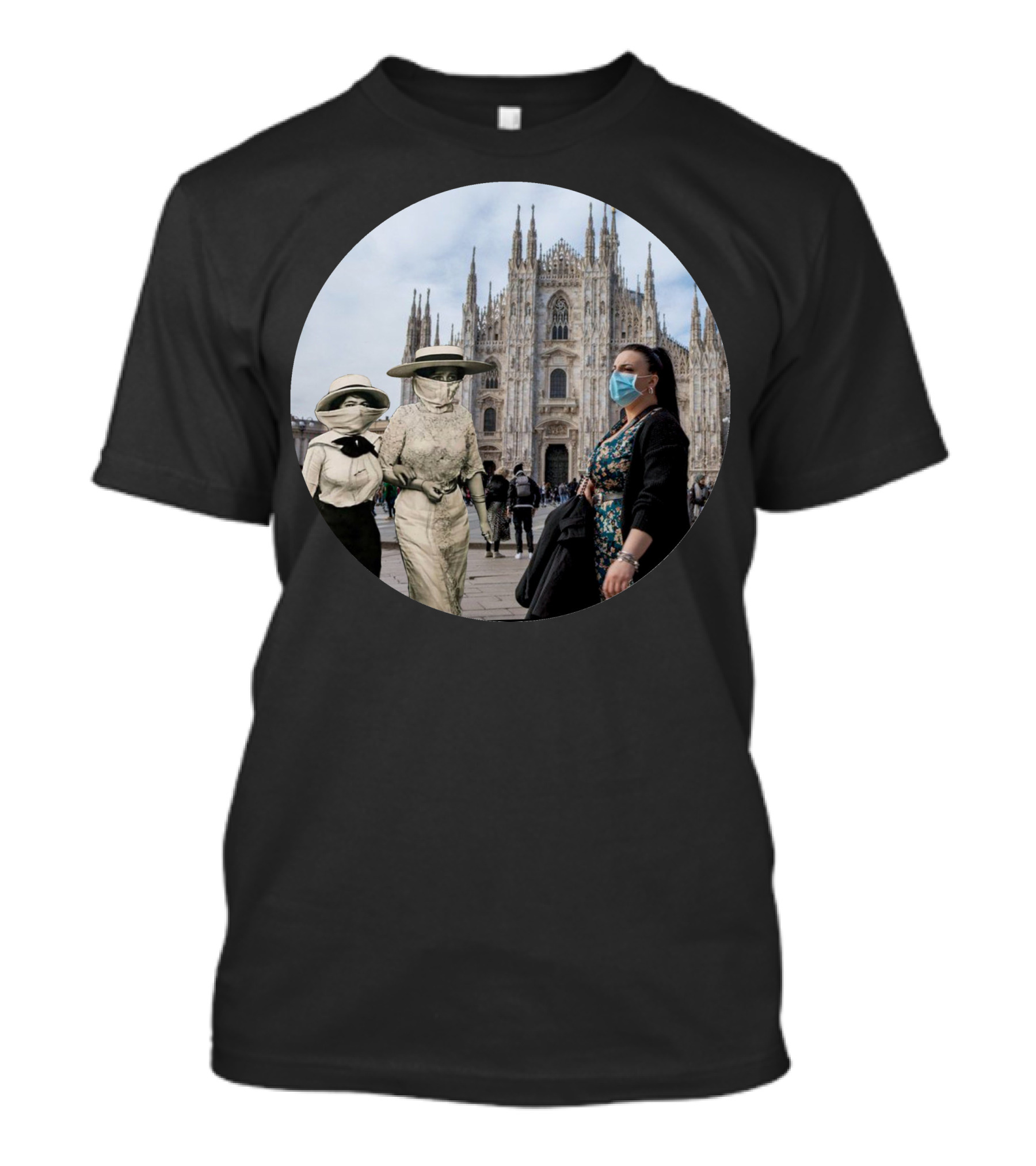 Masks Present And Past Duomo Milan Historical Contrast T-Shirt