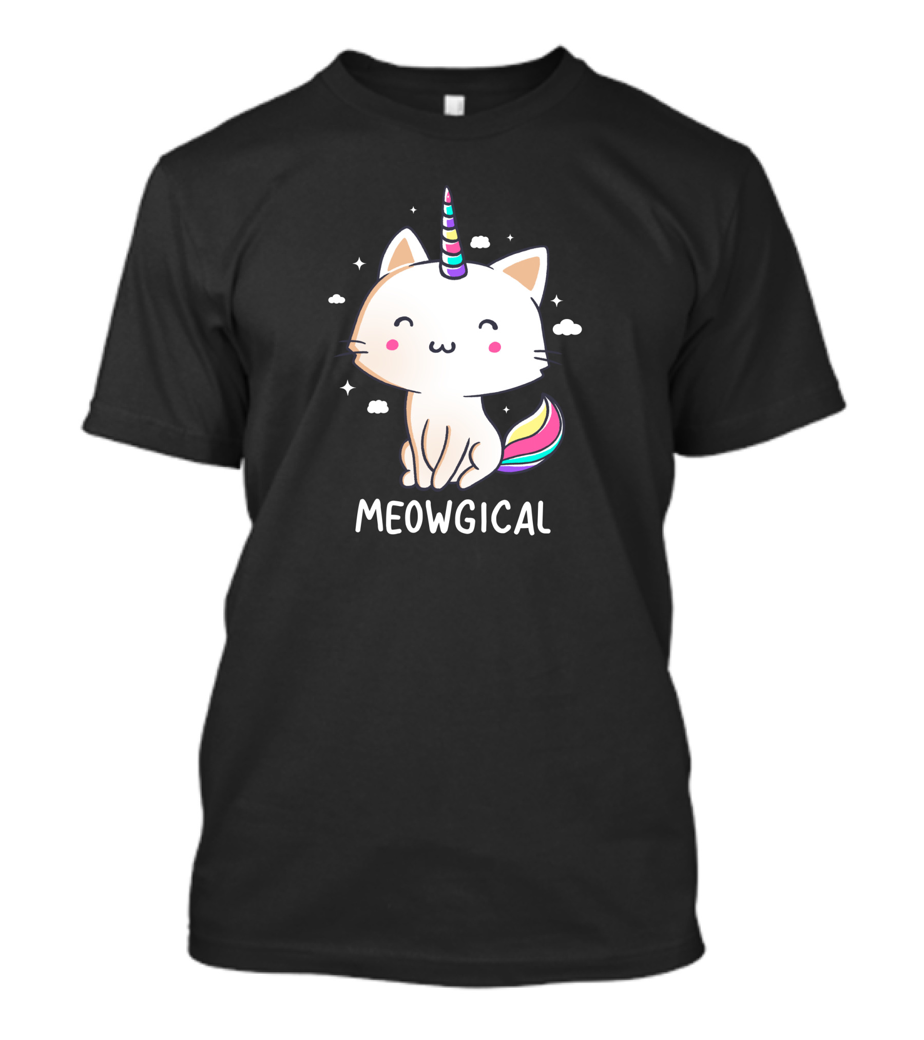 Meowgical Unicorn Cat With Rainbow Horn And Stars T-Shirt