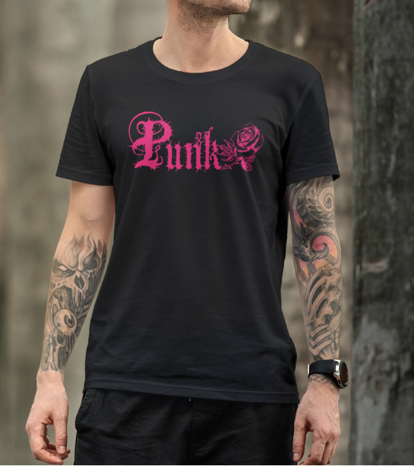 Punk Pink Rose Thorns Gothic T-Shirt