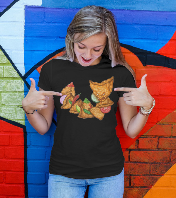 S For Samosa Serpent Snake Samosa Snake With Spicy Ingredients And Chutneys T-Shirt