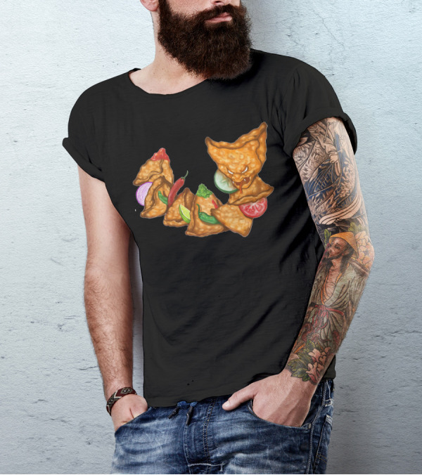 S For Samosa Serpent Snake Samosa Snake With Spicy Ingredients And Chutneys T-Shirt
