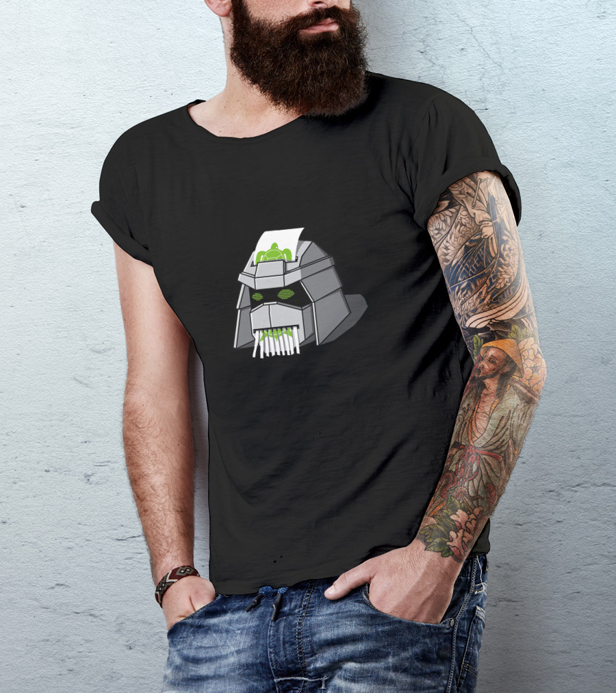 Shredded Helmet With Green Turtle Icon Shredding Paper T-Shirt