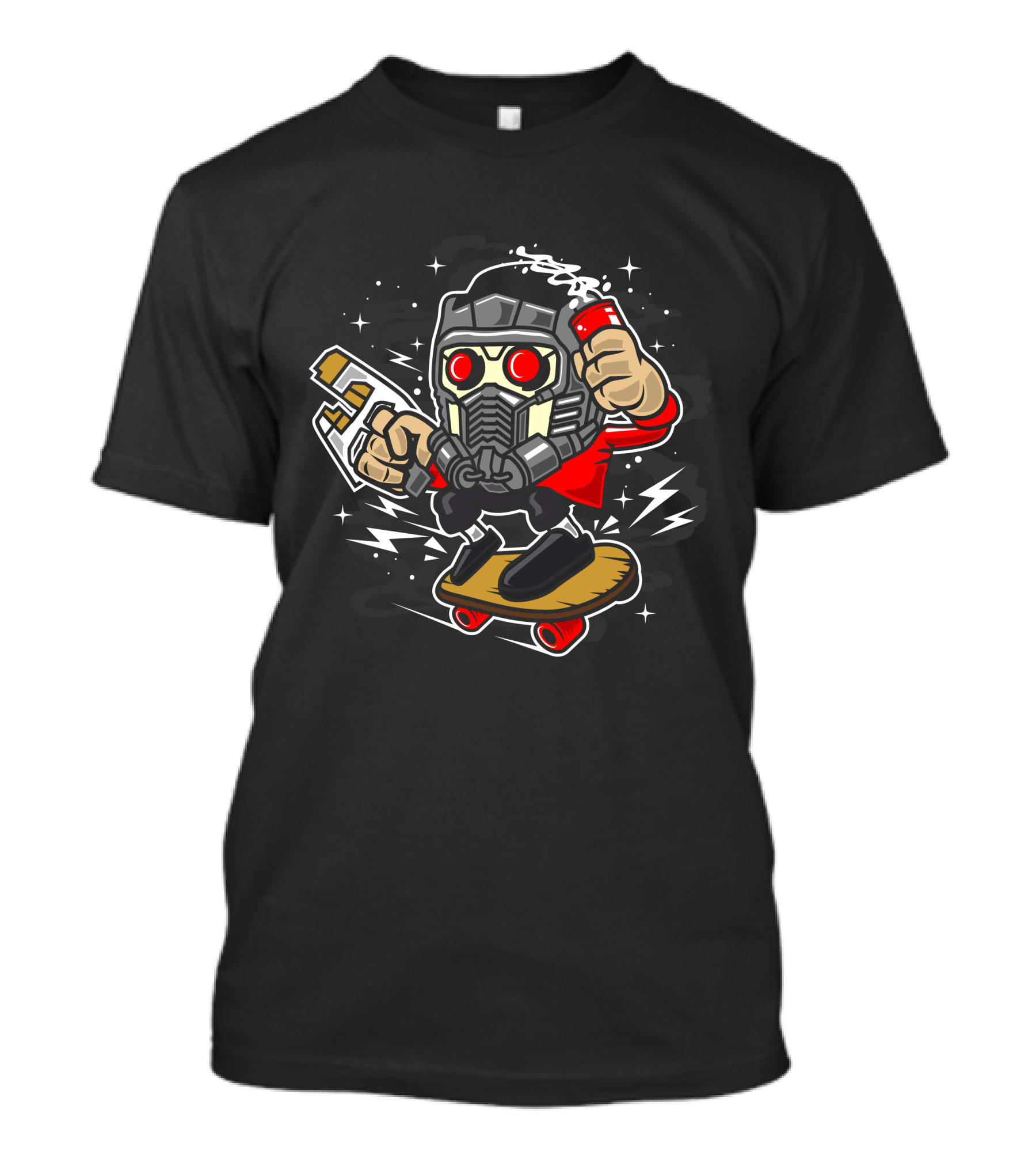 Skate Lord Cosmic Guardian Helmet Red Eyes Jetpack Skateboard Adventure T-Shirt