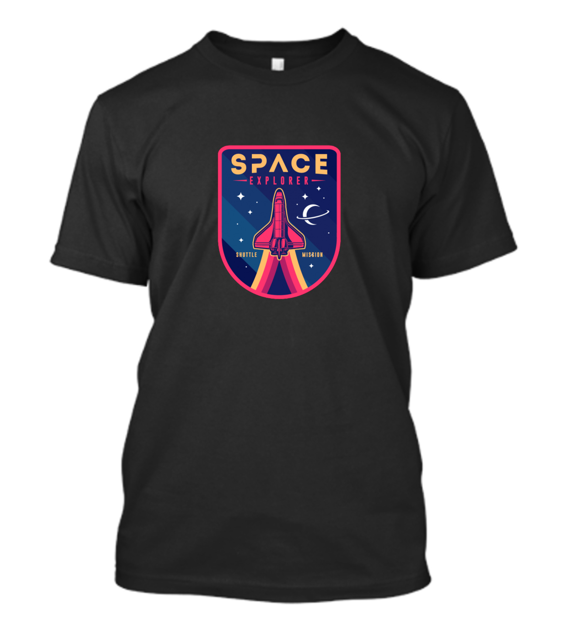 Space Explorer Shuttle Mission Badge With Planet T-Shirt
