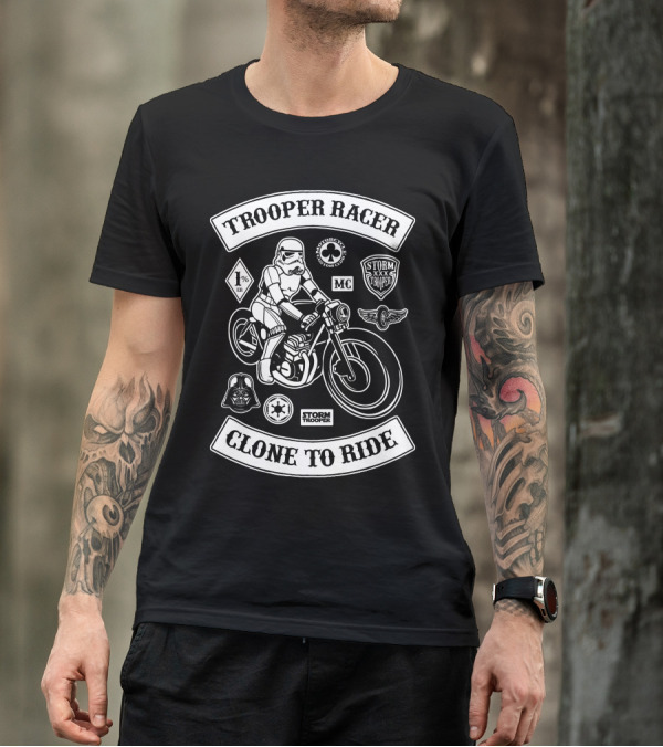 Trooper Racer Clone To Ride Stormtrooper MC 1% Motorcycle Club T-Shirt