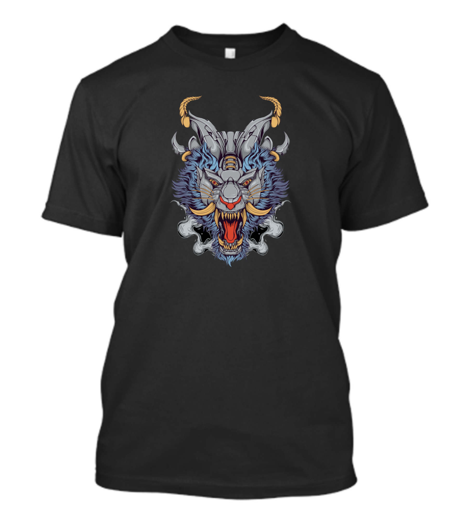 Futuristic Cybernetic Tiger Beast Roaring Face T-Shirt