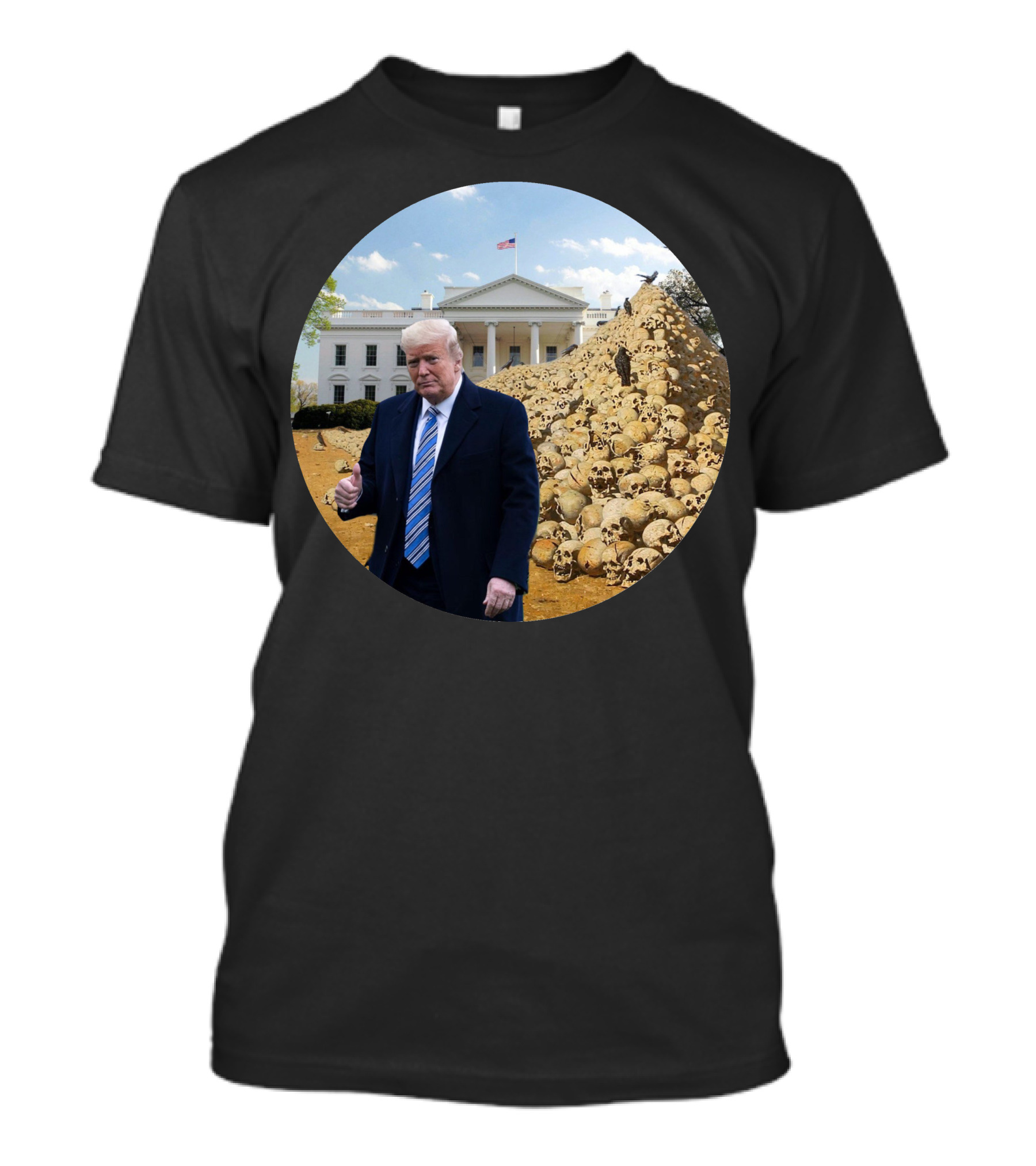 Trump Lies People Died Skeletons White House Scene T-Shirt