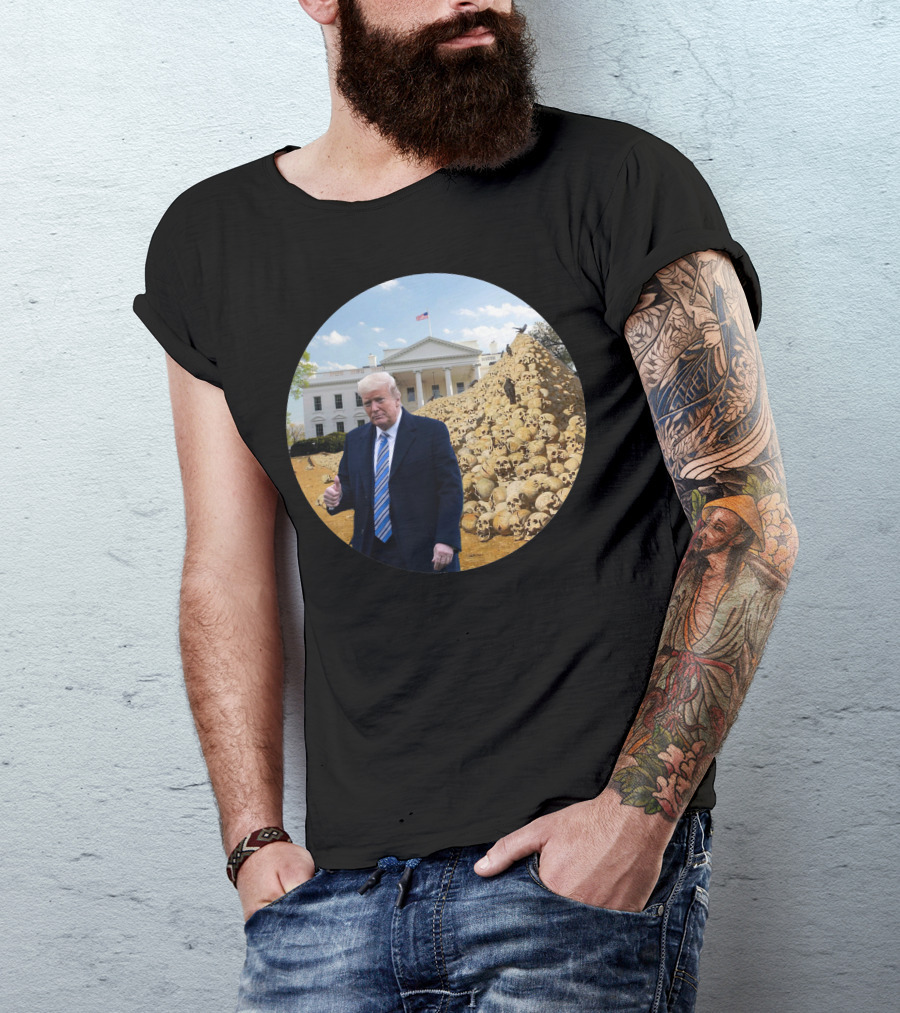 Trump Lies People Died Skeletons White House Scene T-Shirt